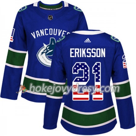 Dámské Hokejový Dres Vancouver Canucks Loui Eriksson 21 2017-2018 USA Flag Fashion Modrá Adidas Authentic